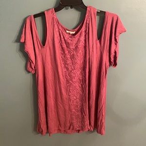 Purple cold shoulder top